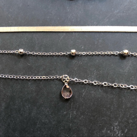 3/$25 pink gem snake chain multilayered necklace - Picture 4 of 4
